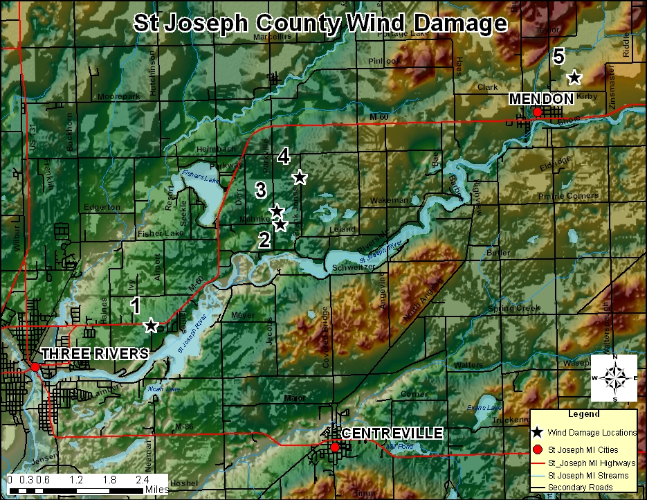 St. Joseph County, MI Damage Track Map